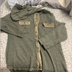 dark green sweater w/ buttons